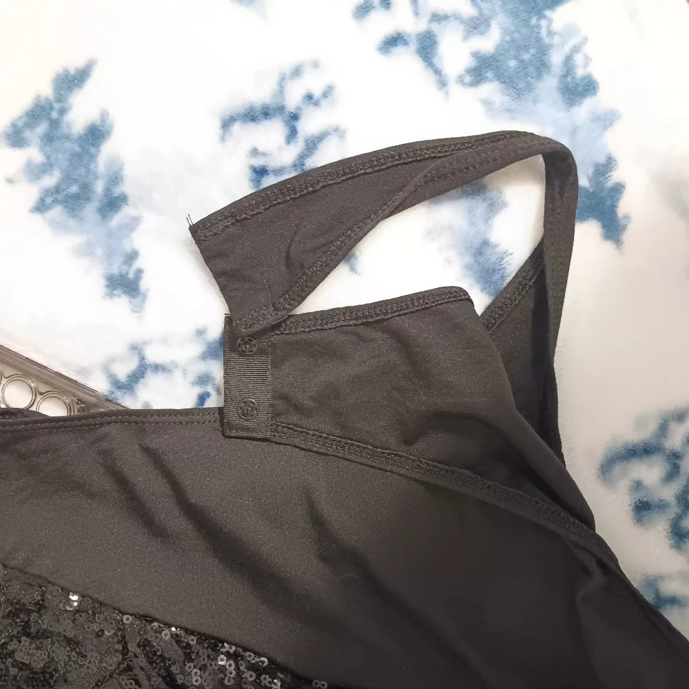 Black Sequin Wrap Bodysuit - Picture 13 of 14